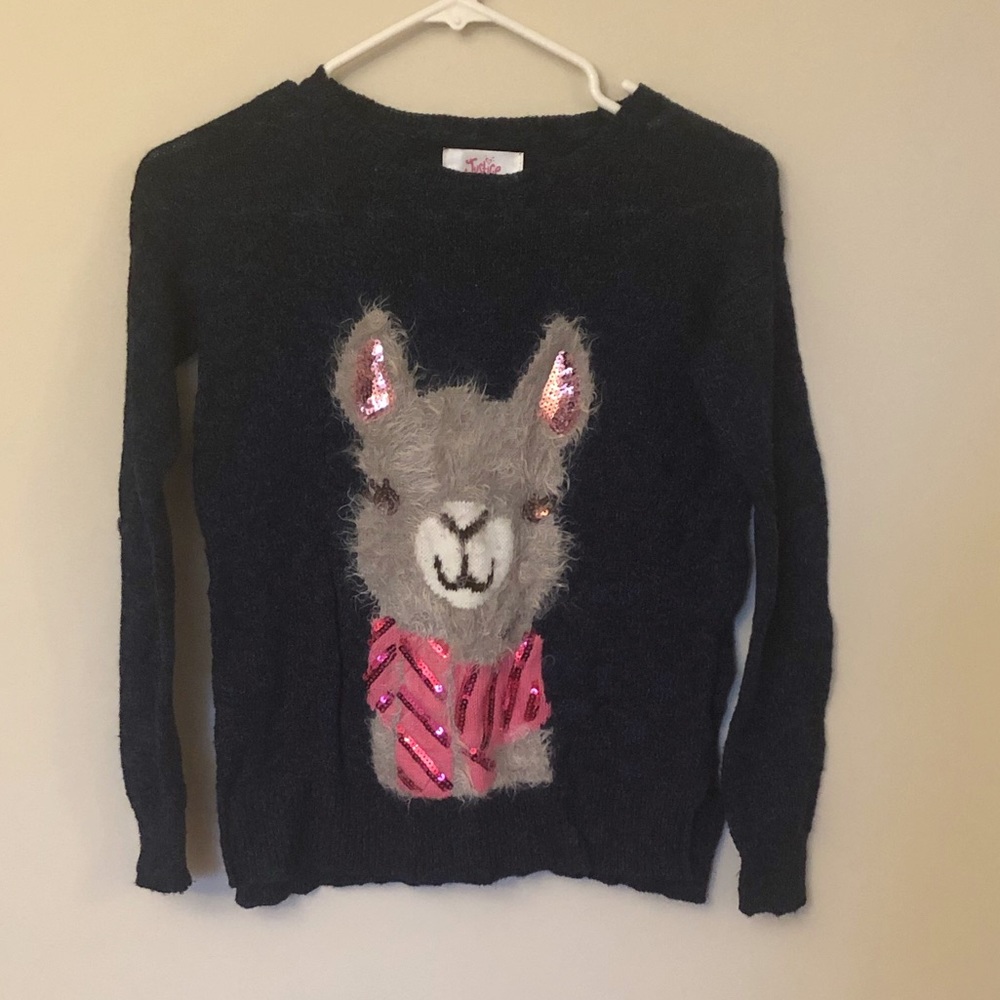 Girls Justice llama alpaca sweater